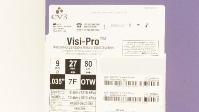 ev3 PXB35-09-27-080 Visi-Pro Biliary Stnt System OTW 7F x 27mm x .035inch (x)